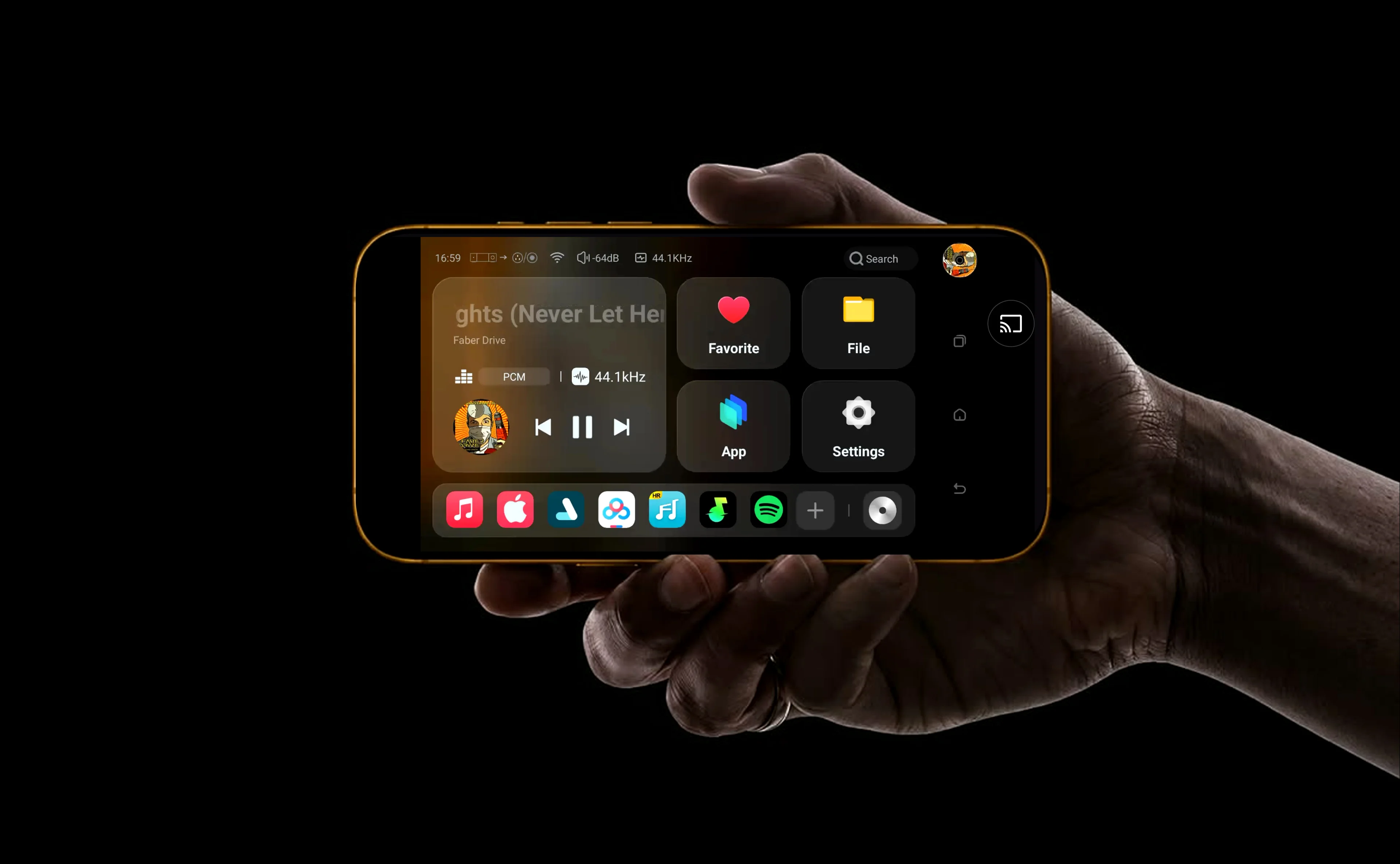 DMP-K8 PRO interface displayed on a phone