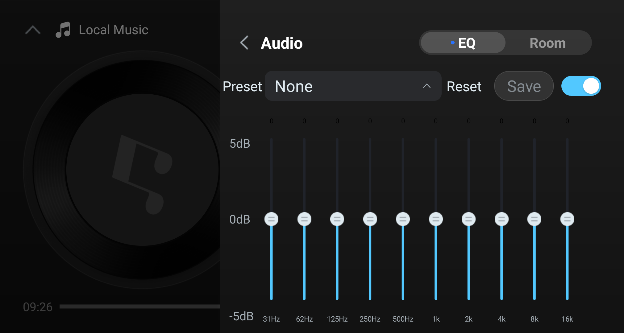 EQ editor showing frequency-band adjustments.