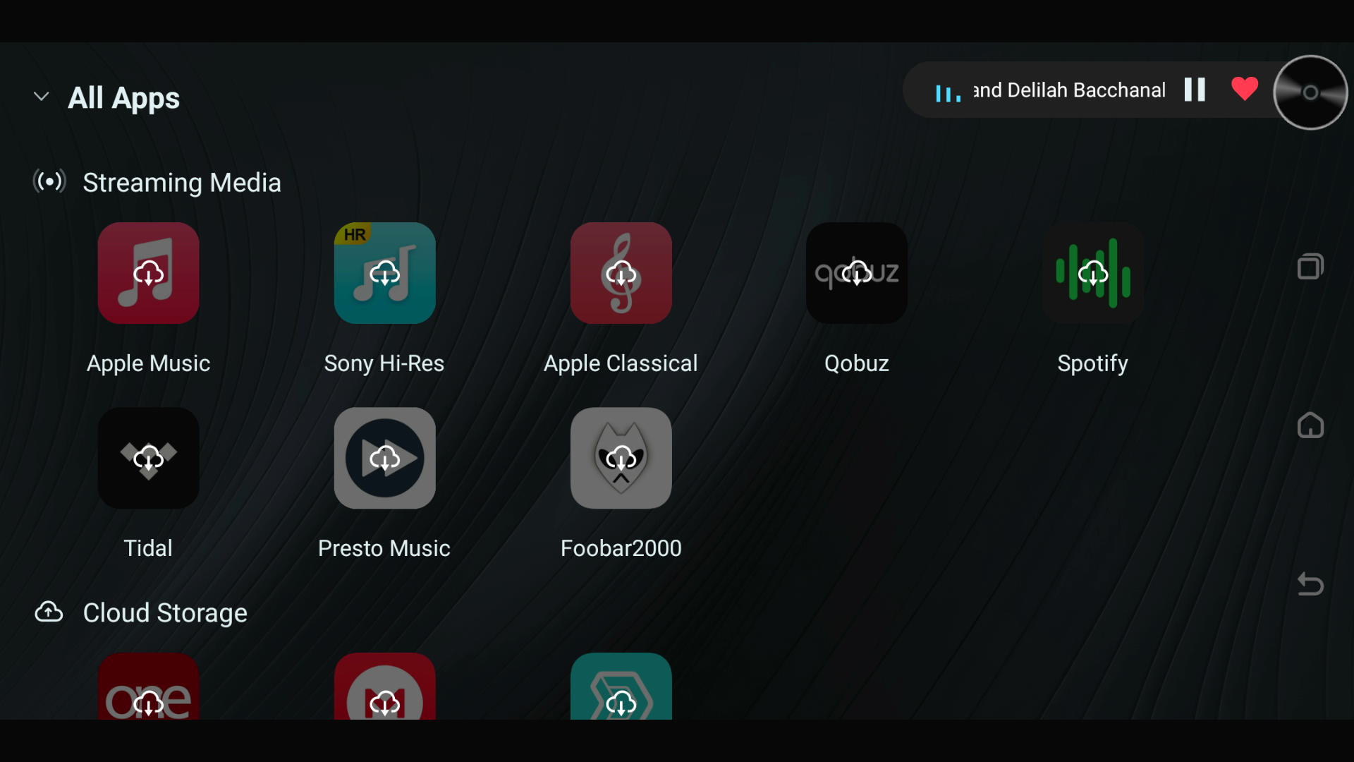 All Apps overview with streaming and cloud-storage categories.