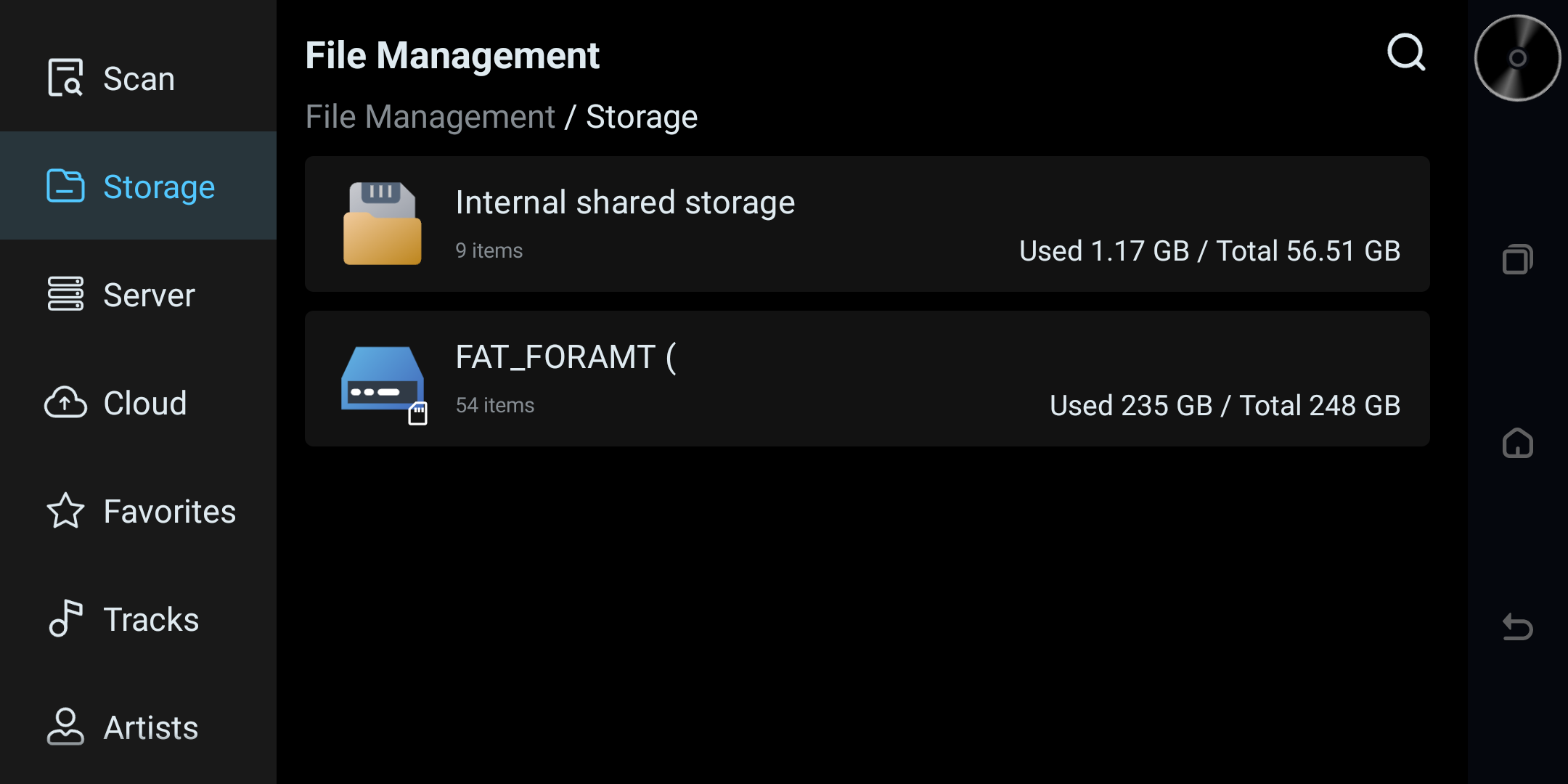 File Storage browser showing folders and files.