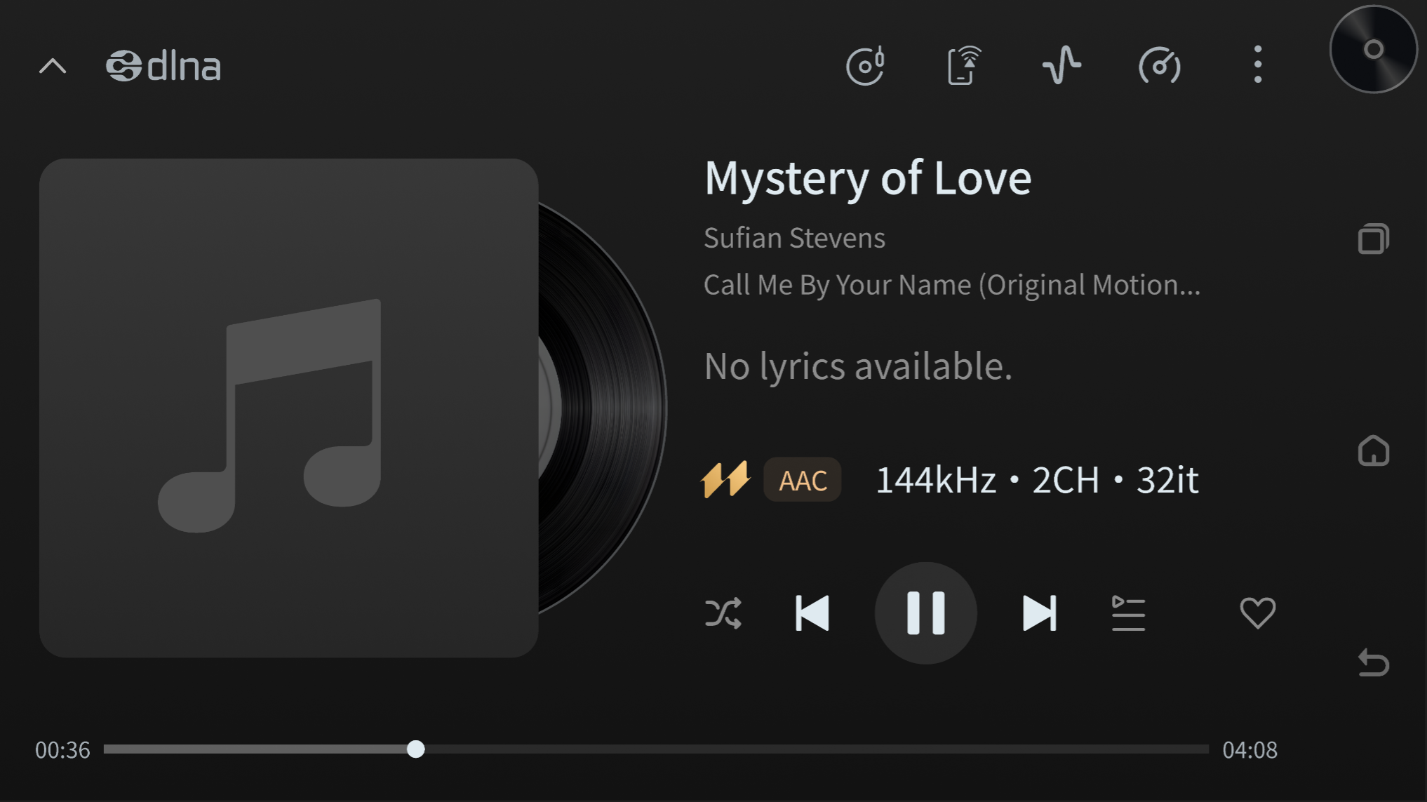Music Player style selection screen.