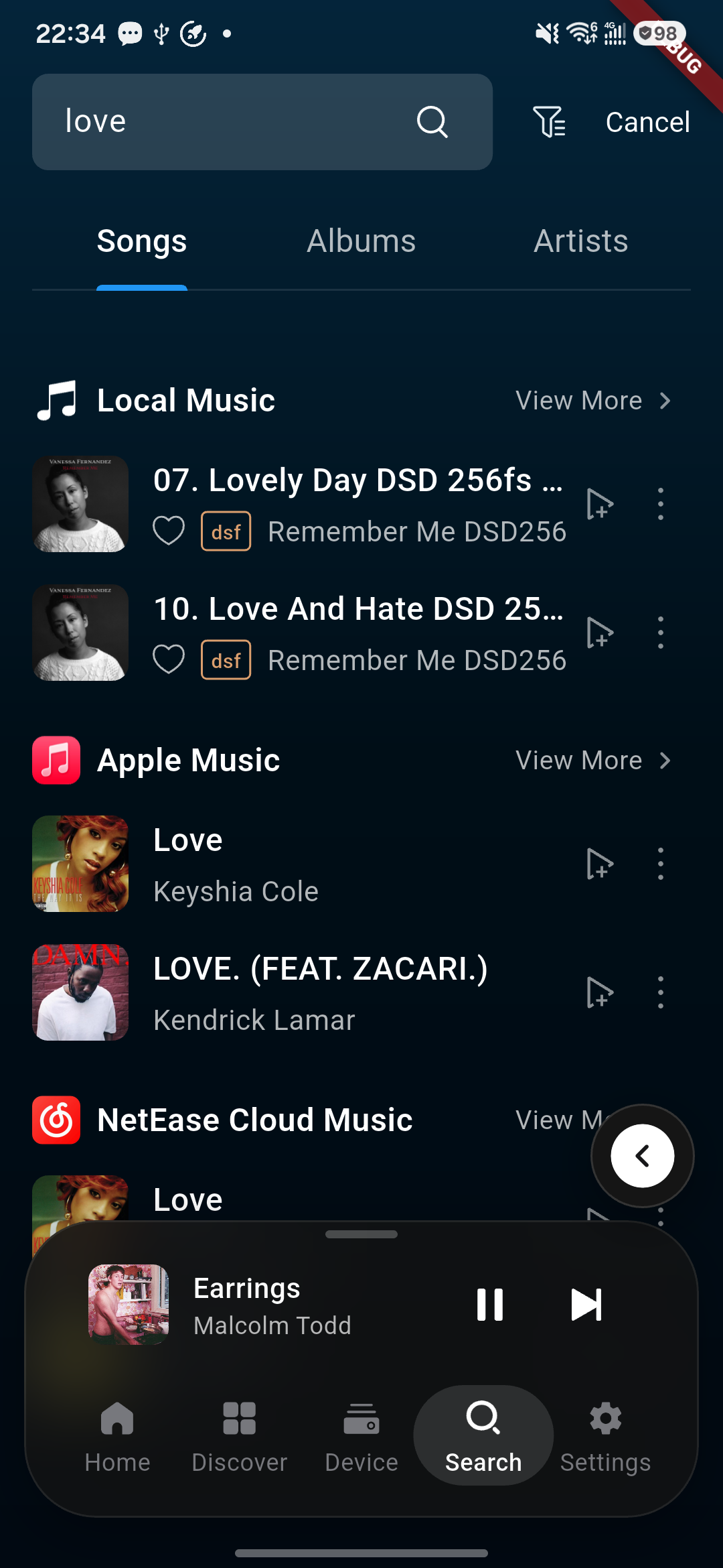 Search-results screen in Kaiboer Home.