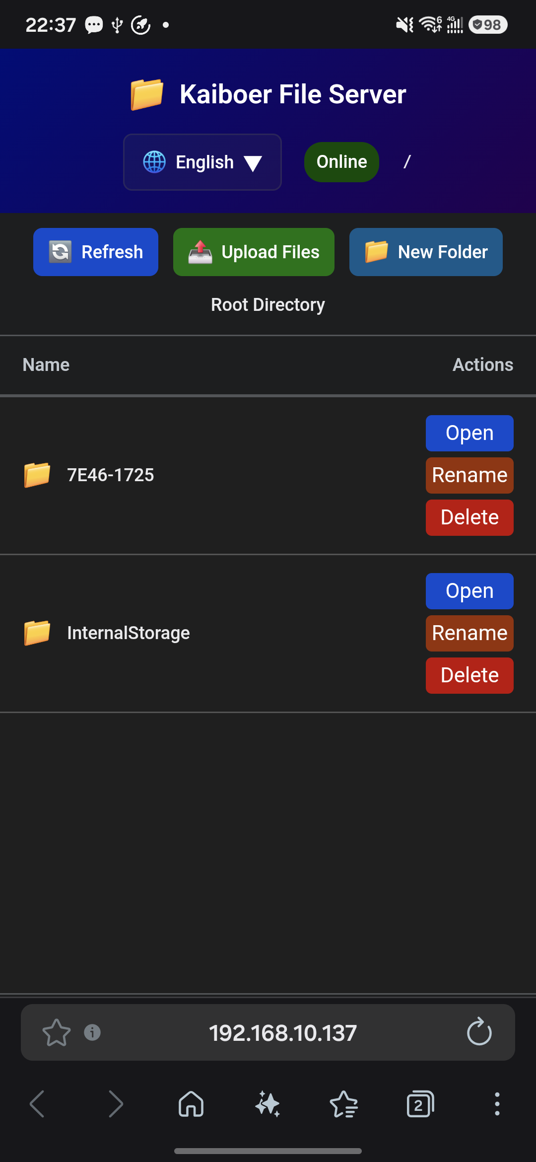 Kaiboer Home transfer page.