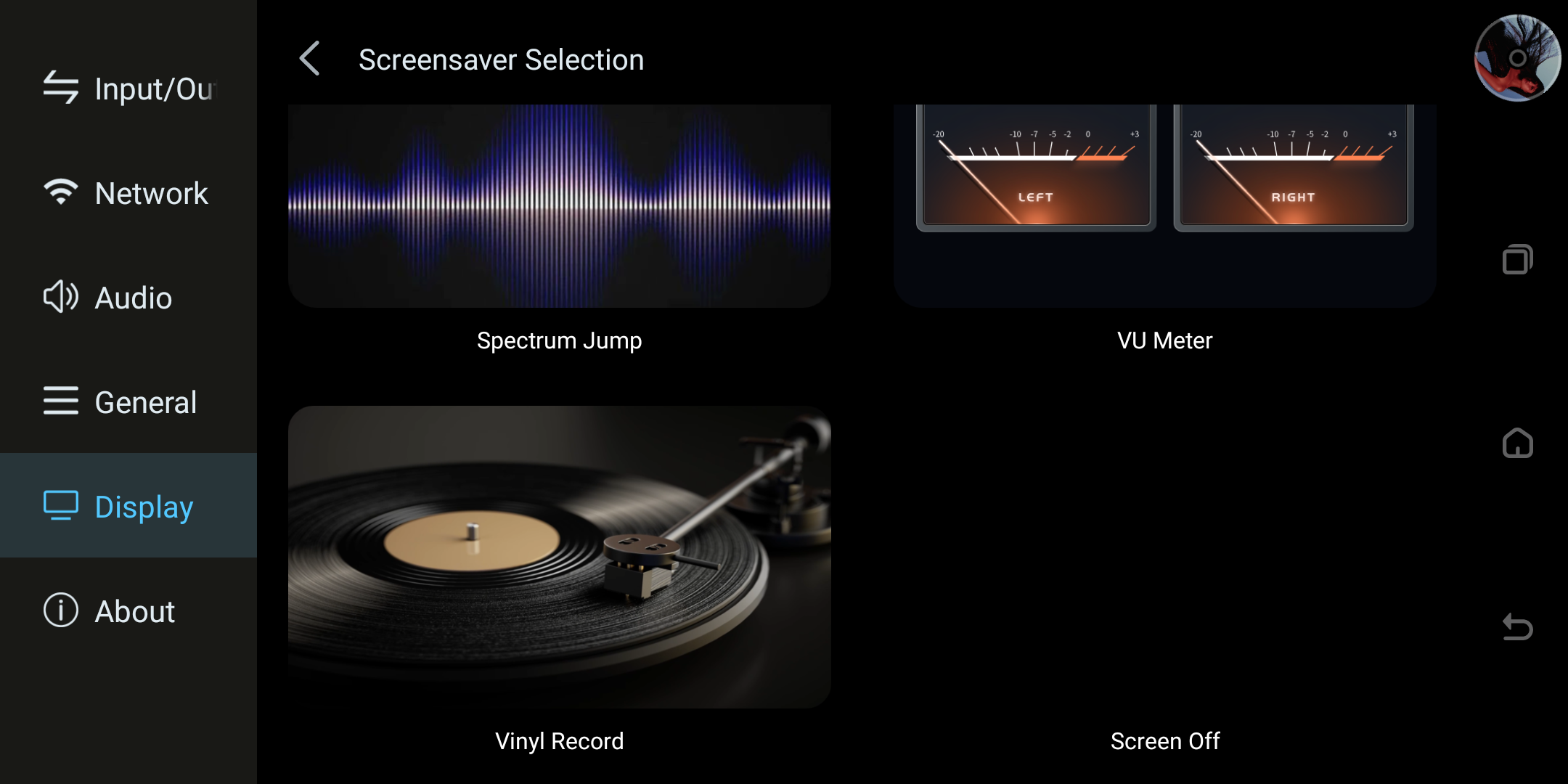 Device screensaver style selection.
